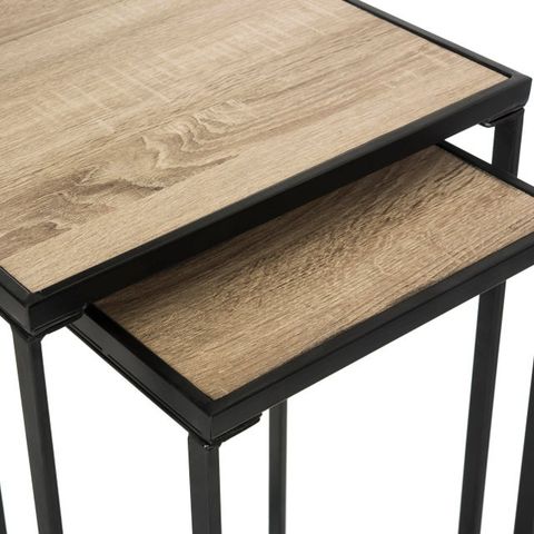 Retro Mid Wood Stacking End Table In Light Oak & Black | Chairish inside Finding the Perfect Placement for Your Marsha Retro Stacking End Table